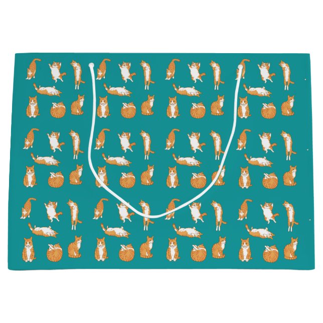 Orange Cats Funny Large Gift Bag (Front)