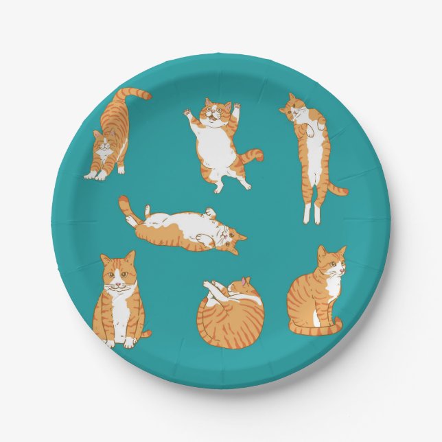 Orange Cats Funny Paper Plate (Front)