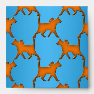 Orange Cats on Blue Background Pattern Envelopes