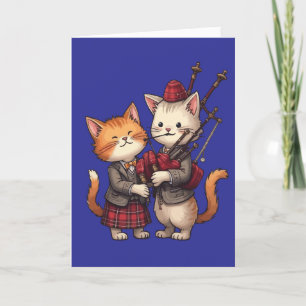 Orange Cats Playing Bagpipes and Wearing Plaid Holiday Card