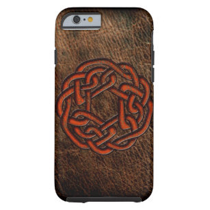 Orange celtic knot on leather tough iPhone 6 case