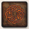 Orange celtic knot on leather