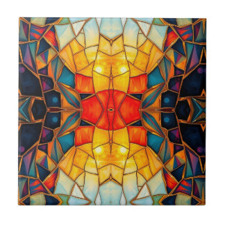 Orange Centre Kaleidoscope Ceramic Tile