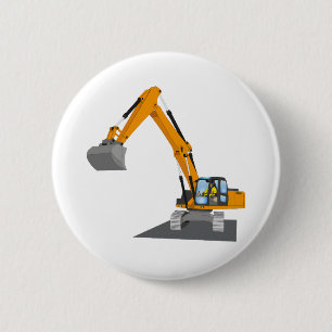 orange chain excavator 6 cm round badge
