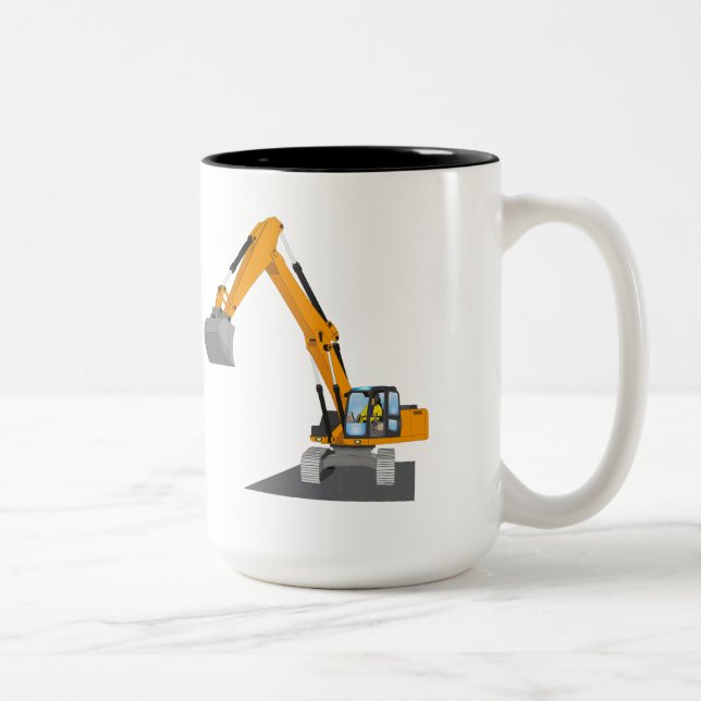 orange chain excavator Two-Tone coffee mug (Right)