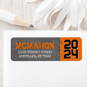 Orange Chalkboard Graduation Return Address Label