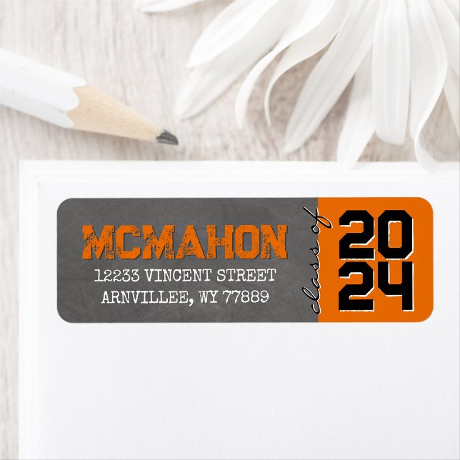 Orange Chalkboard Graduation Return Address Label (Creator Uploaded)