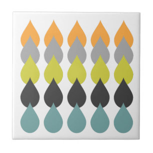 Orange Chartreuse Yellow Aqua Patterned Tile