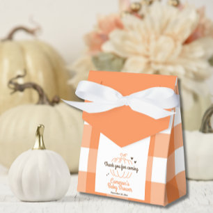 Orange Check Pumpkin Rustic Fall Baby Shower Favour Box