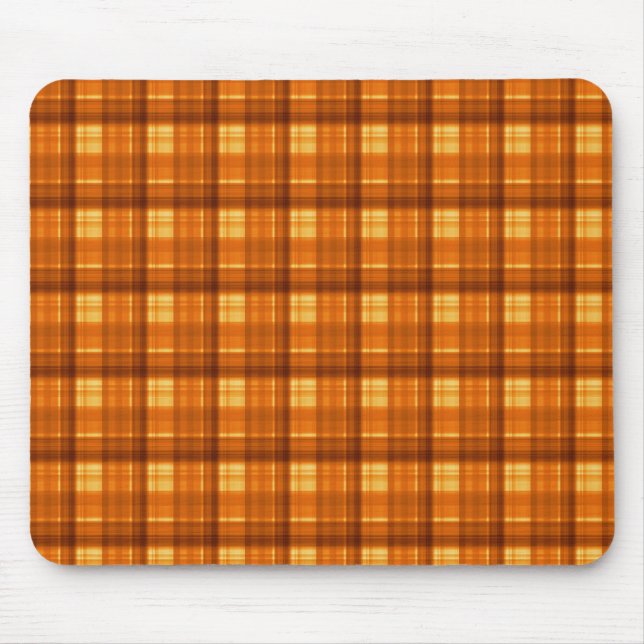 Orange Checked Tartan Print, Mouse Pad (Front)