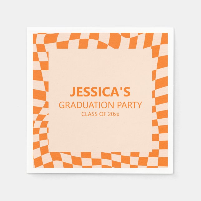 Orange Checker Graduation Party Custom 2026 Napkin (Front)