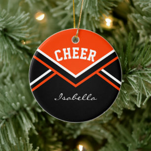 Orange Cheer 2 for a Cheerleader 📣💖 Ceramic Ornament