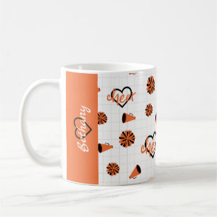 Orange Cheer Hearts, Pom Poms, Megaphone Pattern Coffee Mug