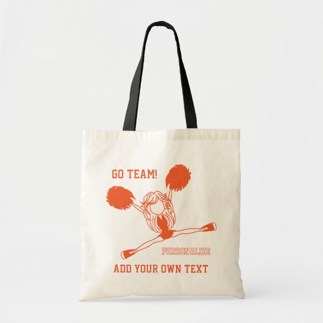 Orange Cheering Cheerleader Girl Tote Bag (Front)
