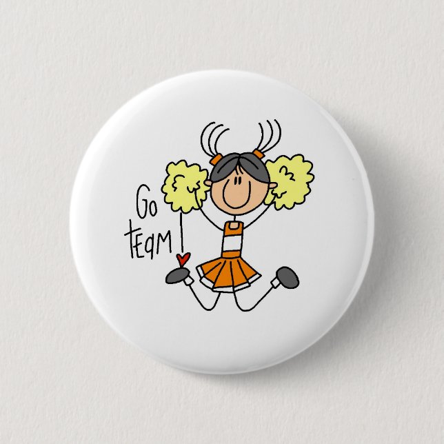 Orange Cheerleader 6 Cm Round Badge (Front)