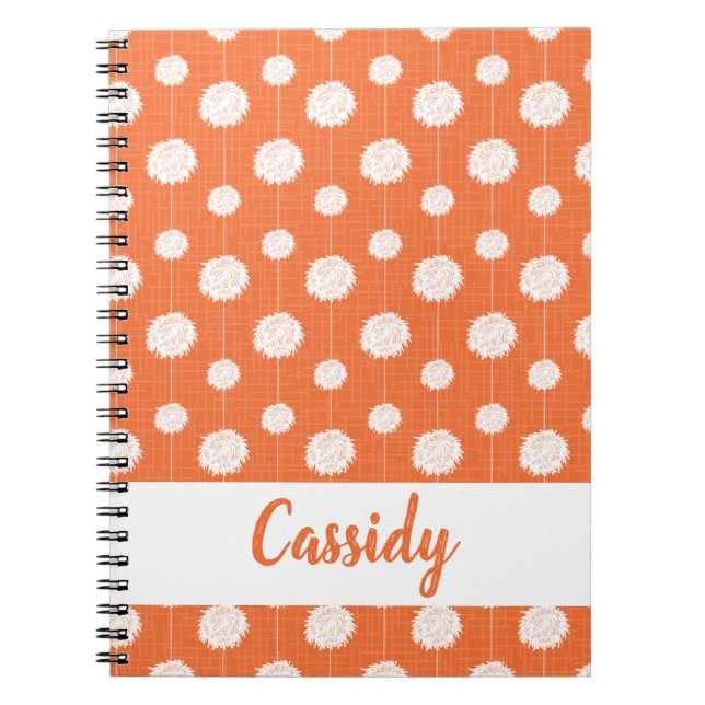 Orange Cheerleader Pom Pom Pattern Notebook (Front)