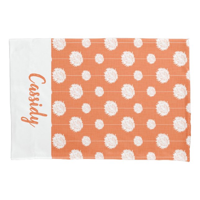 Orange Cheerleader Pom Pom Pattern Pillowcase (Front)