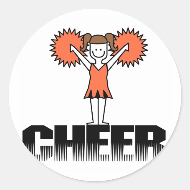 Orange Cheerleading T-shirts and Gifts Classic Round Sticker (Front)