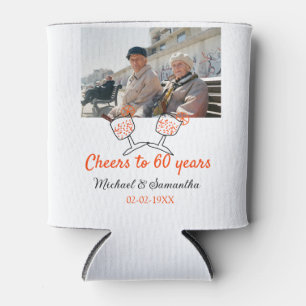 Orange cheers to 60 years anniversary wedding  can cooler