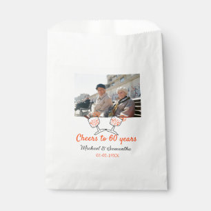 Orange cheers to 60 years anniversary wedding  favour bag