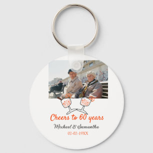 Orange cheers to 60 years anniversary wedding  key ring
