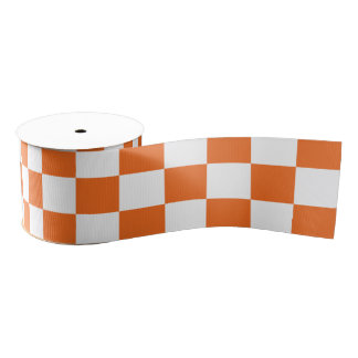 Orange Chequerboard Grosgrain Ribbon