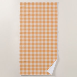Orange Chequerboard Pattern Beach Towel