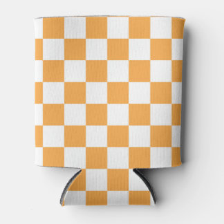 Orange Chequerboard Pattern Can Cooler
