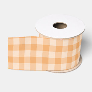 Orange Chequerboard Pattern Grosgrain Ribbon