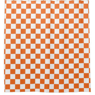 Orange Chequerboard Shower Curtain