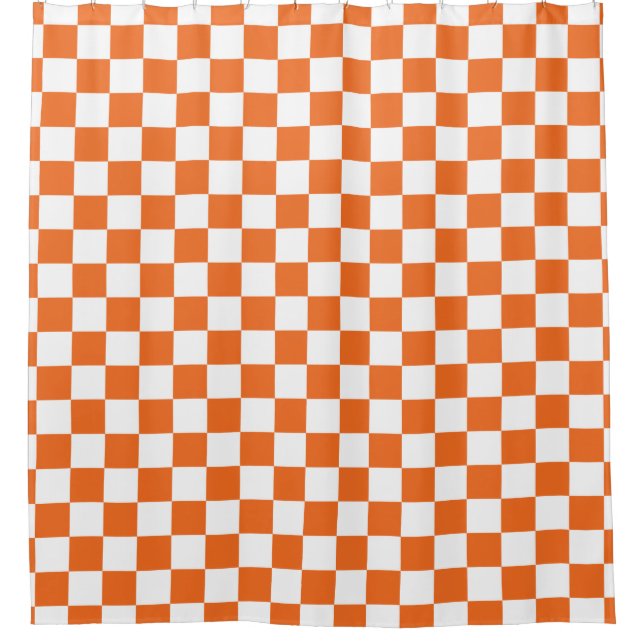 Orange Chequerboard Shower Curtain (Front)