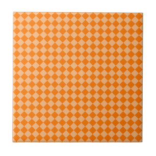 Orange Chequered Diamond Pattern Ceramic Tile