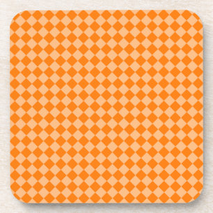 Orange Chequered Diamond Pattern Coaster