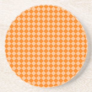 Orange Chequered Diamond Pattern Coaster