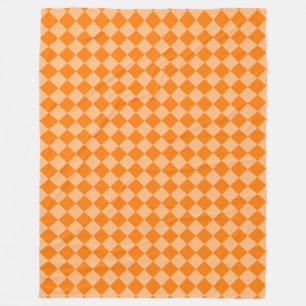 Orange Chequered Diamond Pattern Fleece Blanket