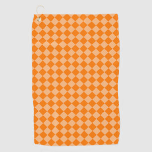 Orange Chequered Diamond Pattern Golf Towel