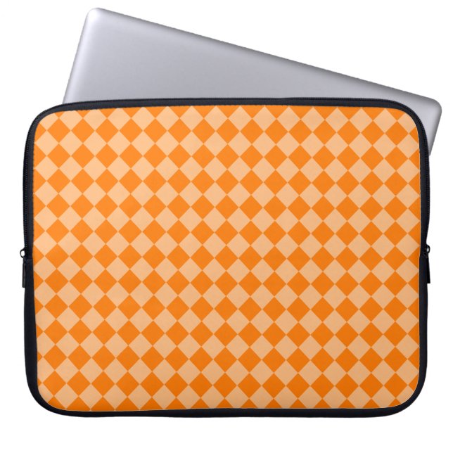 Orange Chequered Diamond Pattern Laptop Sleeve (Front)