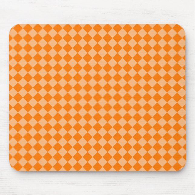 Orange Chequered Diamond Pattern Mouse Pad (Front)