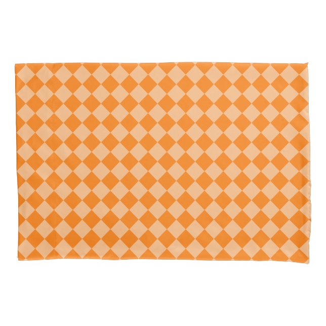 Orange Chequered Diamond Pattern Pillowcase (Front)