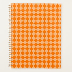 Orange Chequered Diamond Pattern Planner