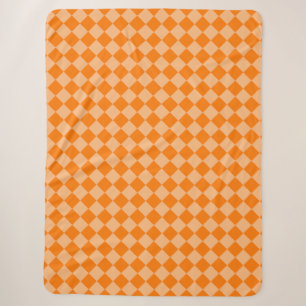 Orange Chequered Diamond Pattern Sherpa Blanket