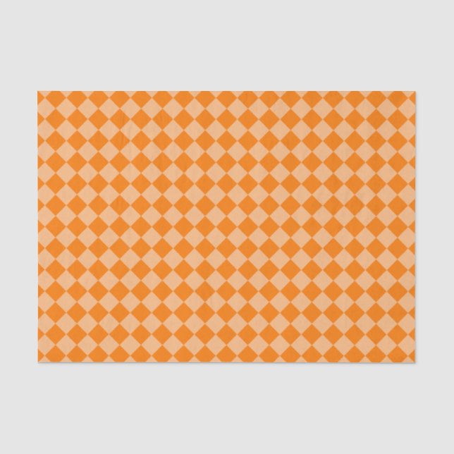 Orange Chequered Diamond Pattern Tissue Paper (Front)