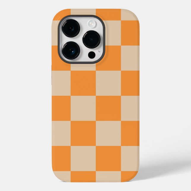 Orange Chequered Gingham Pattern Case-Mate iPhone Case (Back)