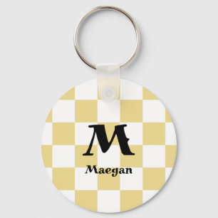 Orange Chequered Pattern Background Keychain