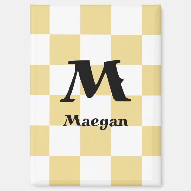 Orange Chequered Pattern Background Magnet (Front)
