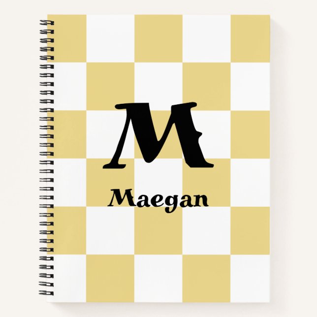 Orange Chequered Pattern Background Notebook (Front)
