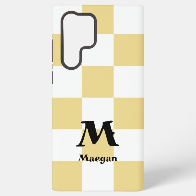 Orange Chequered Pattern Background Samsung Galaxy S22 Ultra Case (Back)