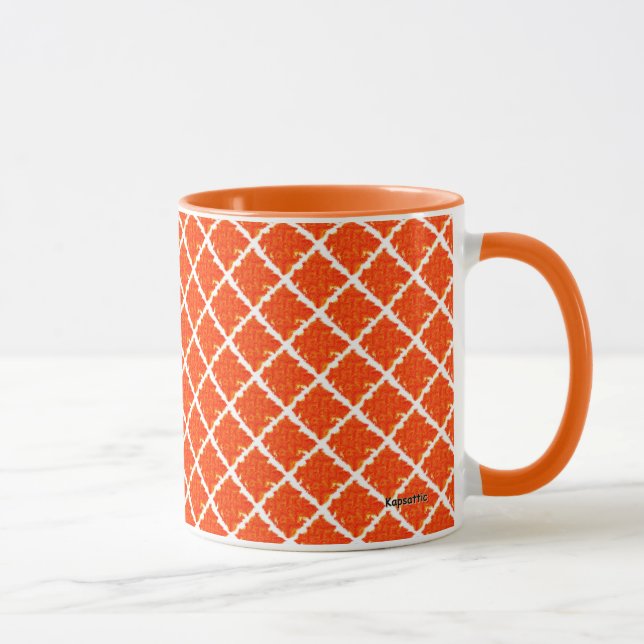 Orange Chequered Pattern Mug (Right)