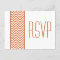 Orange Chevron Border RSVP Postcard