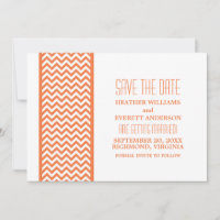 Orange Chevron Border Save the Date Invite